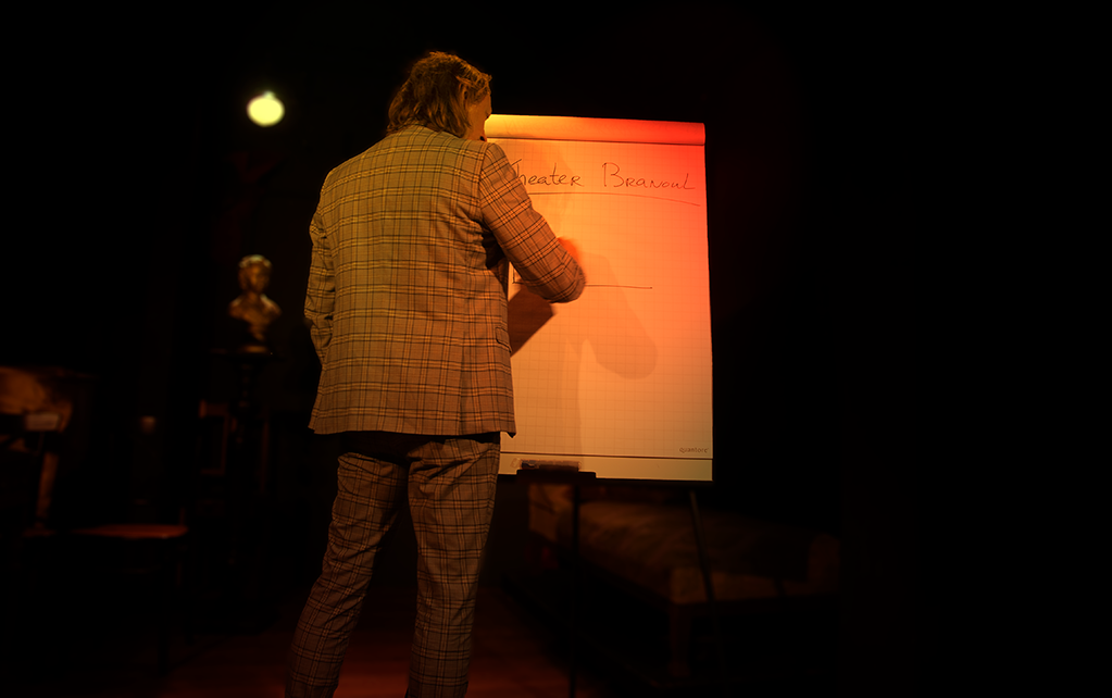 Bob Schwarze aan de flipover in Theater Branoul